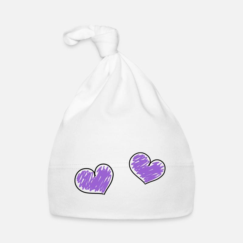 cœurs violets Bonnet bio Bébé