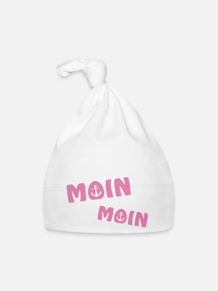 Moin Moin mit Anker - Baby Bio-Mütze - Weiß - Vorne