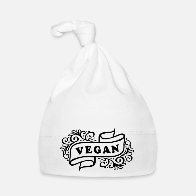 Bannière VEGAN - Bonnet bio Bébé - blanc