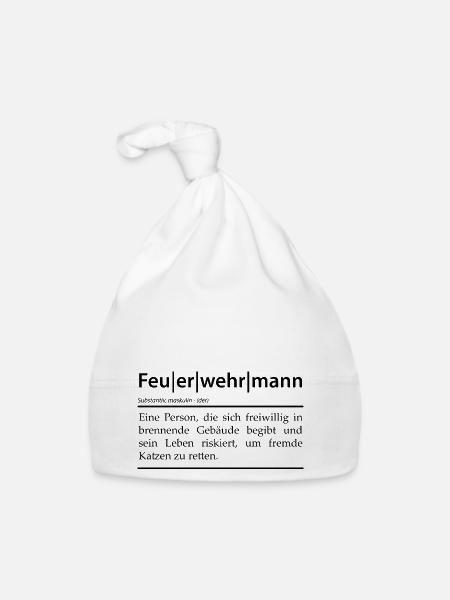 Definition Feuerwehrmann - Baby Bio-Mütze - Weiß - Vorne