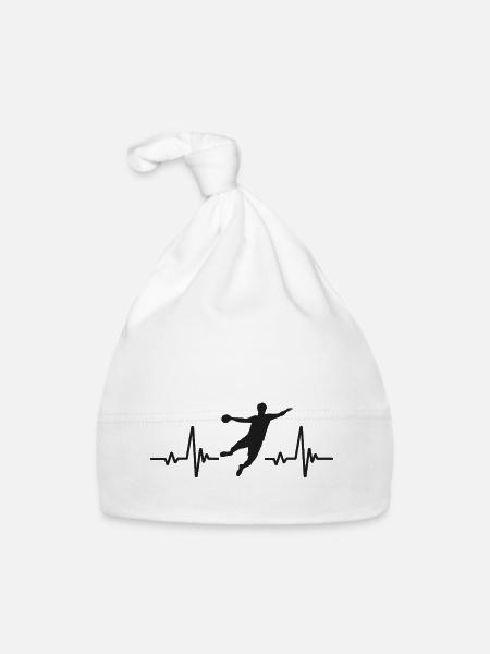Handball Herzschlag Handballer - Baby Bio-Mütze - Weiß - Vorne