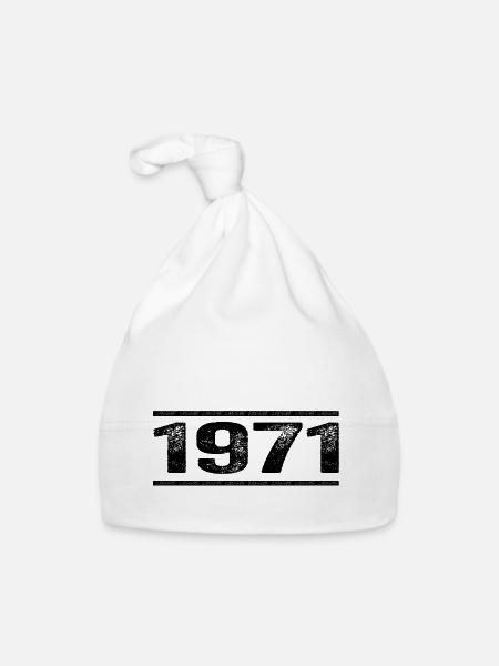 1971 Rétro 1971 Anniversaire 1971 Millésime 1971 - Bonnet bio Bébé - blanc - Devant