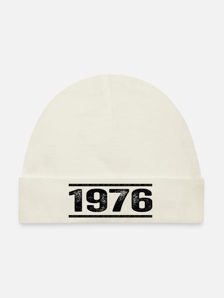 1976 Retro 1976 Geburtstag 1976 Vintage 1976 - Baby Bio-Mütze - Weiß - Vorne