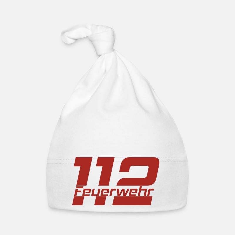 Feuerwehr Schriftzug 112 rot Baby Bio-Mütze
