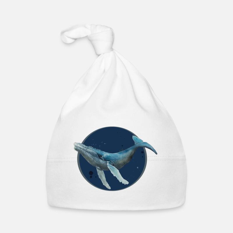 Baleine à bosse en haute mer - Bonnet bio Bébé - blanc