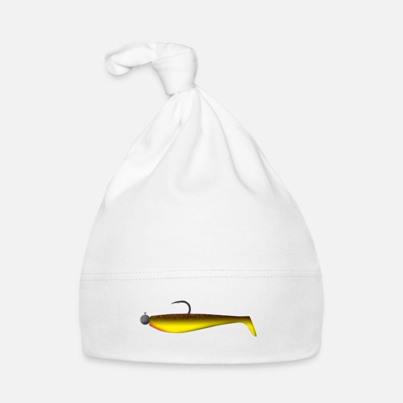 Rubber fish - predatory fish - Organic Baby Cap - white