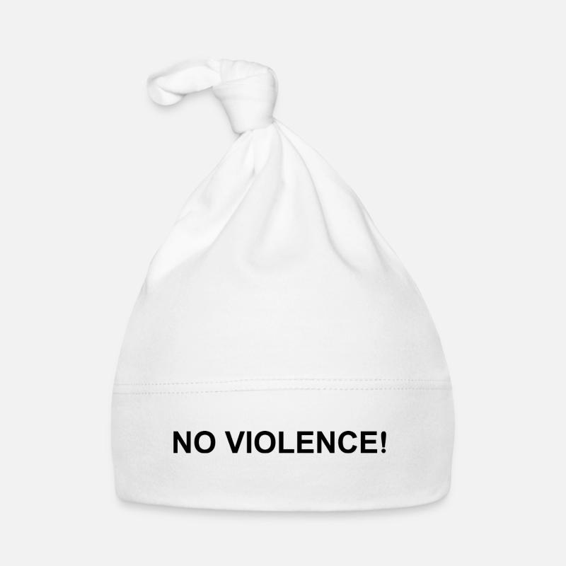 Violence Citation Pas de violence - Bonnet bio Bébé - blanc
