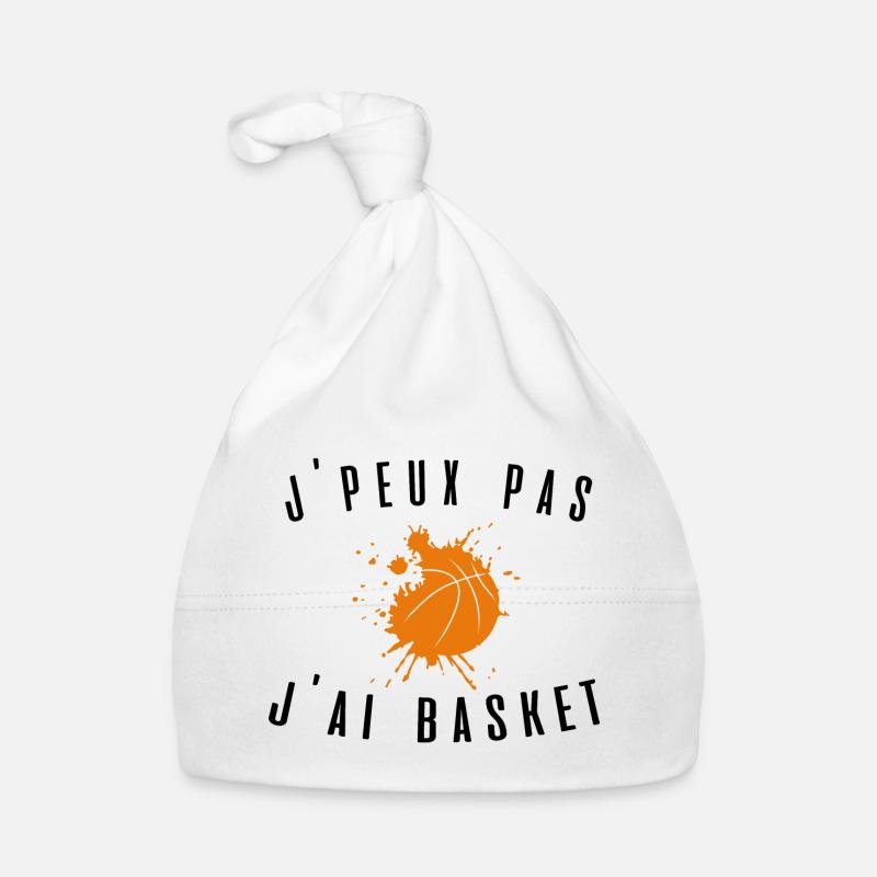 J peux pas j ai basket ballon idée cadeau tshirt - Bonnet bio Bébé - blanc