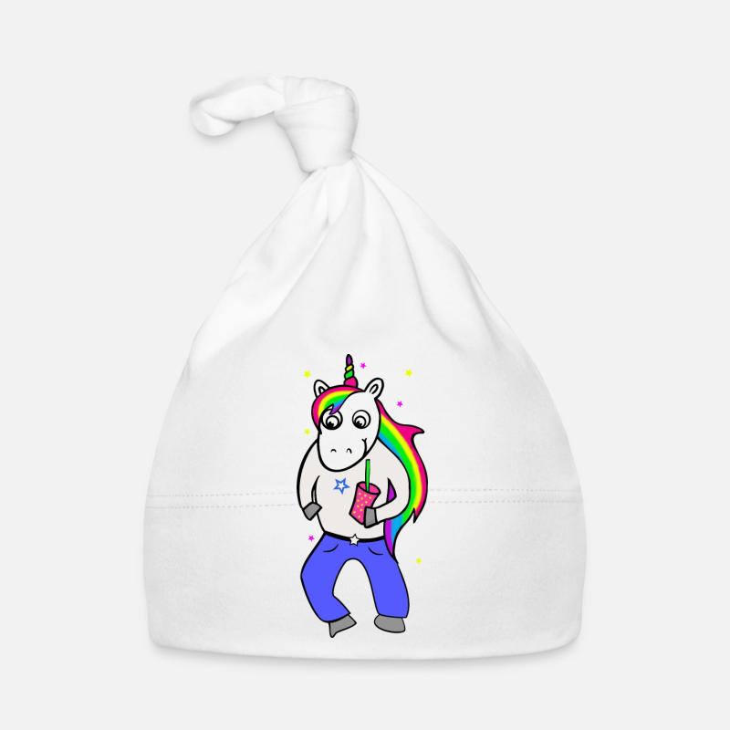 Einhorn Disco mit Getränk Baby Bio-Mütze