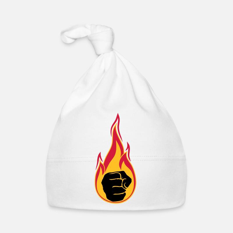 hot flames burn fire fist hand clenched Organic Baby Cap