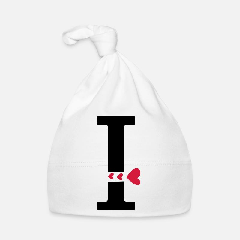 lettre majuscule I avec des coeurs Bonnet bio Bébé