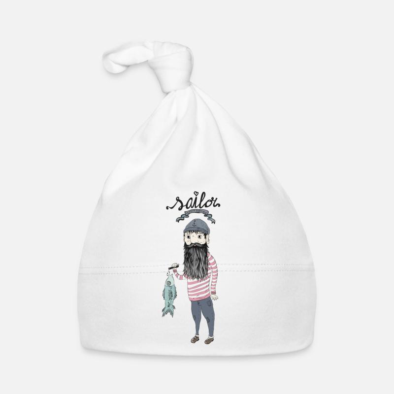 marin - Bonnet bio Bébé - blanc