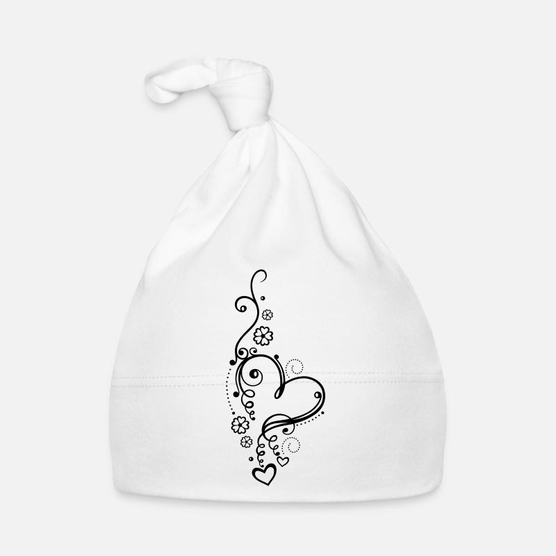 Coeur aux petits coeurs et aux fleurs Bonnet bio Bébé
