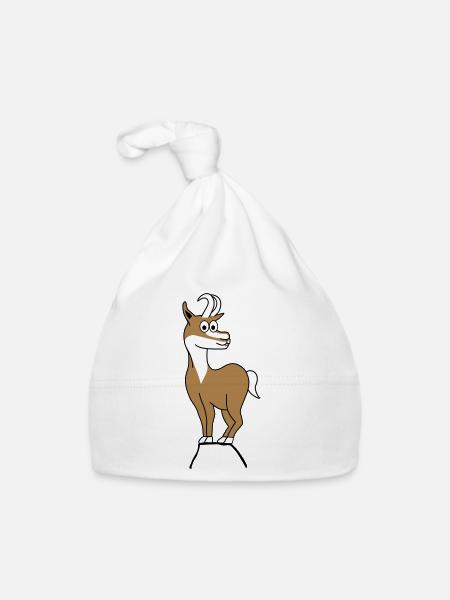 Berggams, Gämse am Berg - Baby Bio-Mütze - Weiß - Vorne