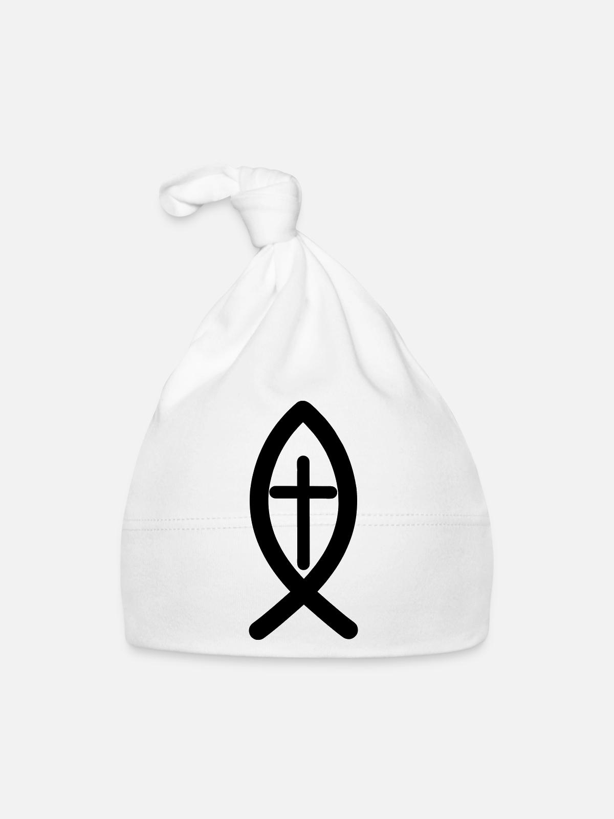 Symbole de Jésus - Bonnet bio Bébé - blanc - Devant