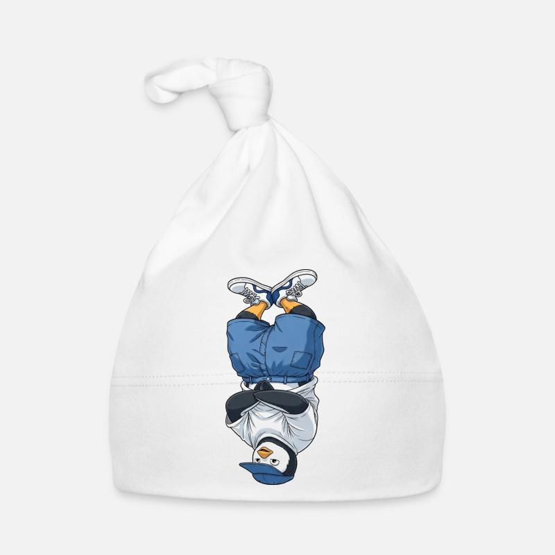 Cool Penguin Dancing Hip Hop Breakdance Headstand Organic Baby Cap