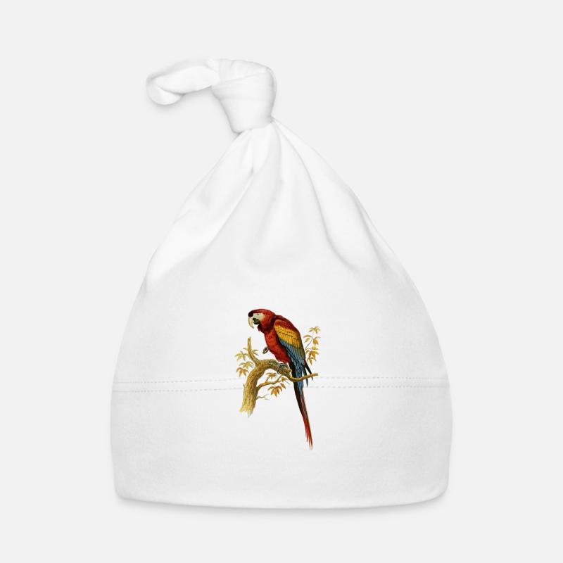 Papagei Vogel Illustration Papagei Ara Arara Macao - Baby Bio-Mütze - Weiß