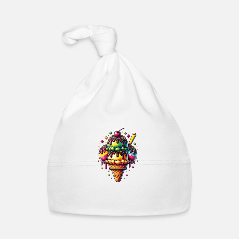 Grand cornet de crème glacée coloré et décoré Bonnet bio Bébé