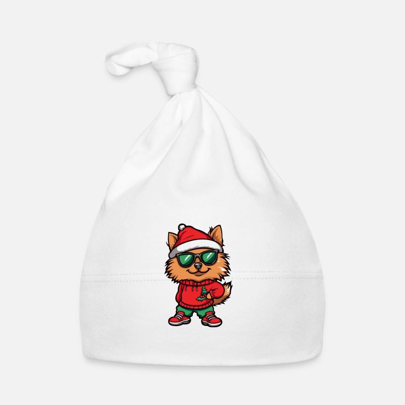 Noël du chien de Poméranie Bonnet bio Bébé