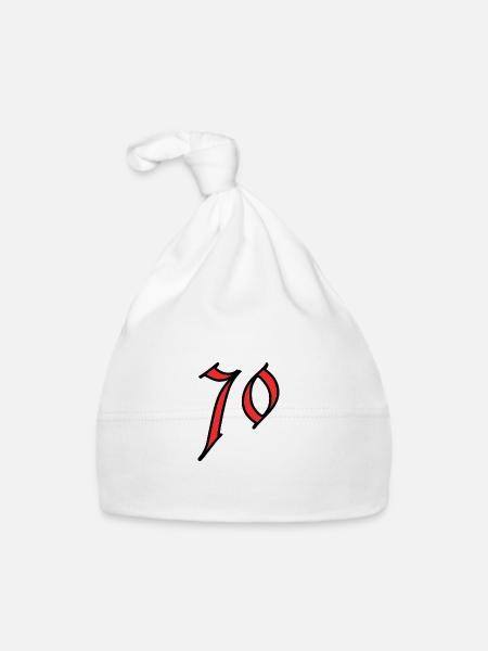 70. 70 JAHRE. 70. JAHRESTAG. 70-JÄHRIGES JUBILÄUM. - Baby Bio-Mütze - Weiß - Vorne