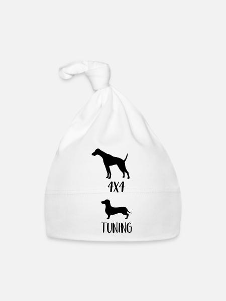 4x4 Dachshund - Organic Baby Cap - white - Front