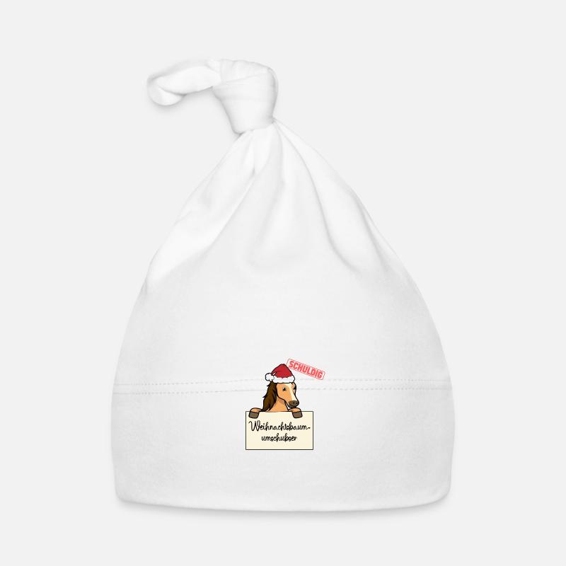 Weihnachtsbaum Umschubser Pferd - Baby Bio-Mütze - Weiß