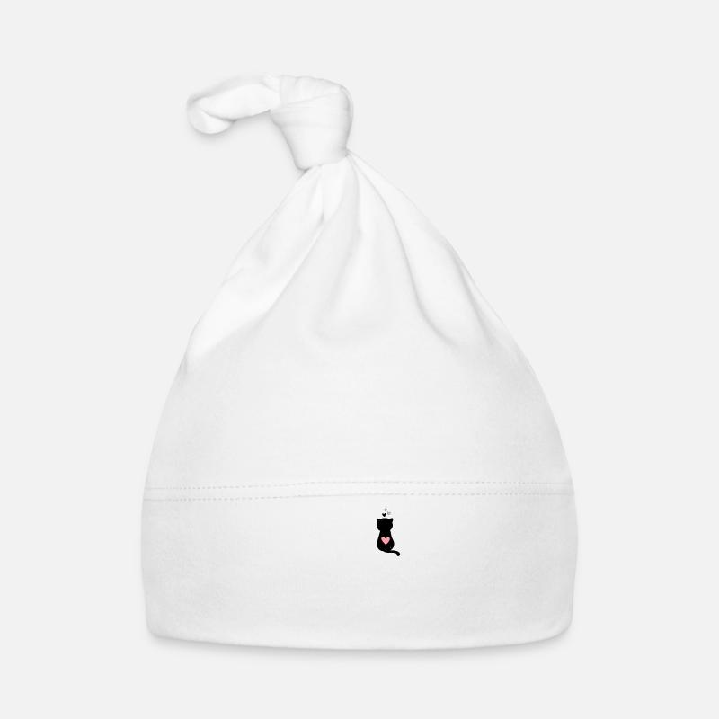 Amour - chat noir avec un coeur Bonnet bio Bébé