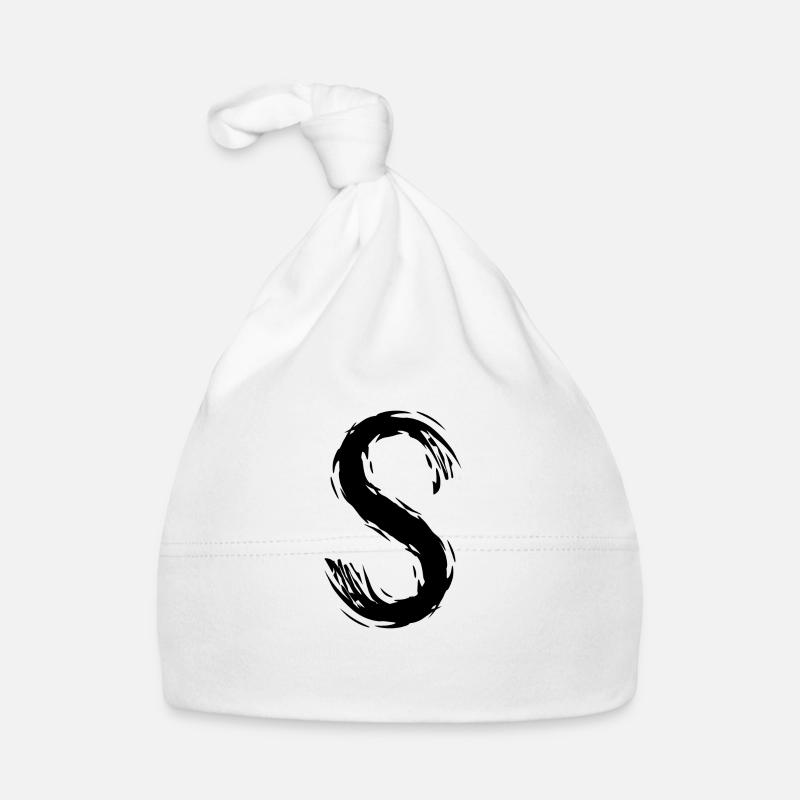 Buchstabe S Schwarz Baby Bio-Mütze