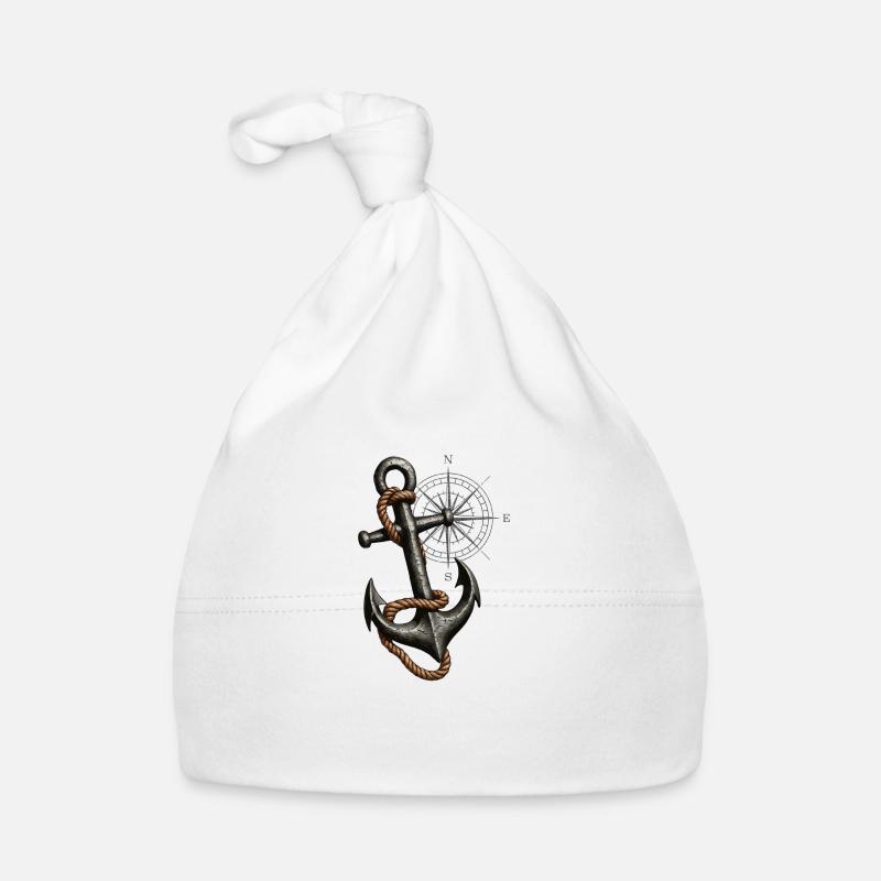 Anchor with compass rose in maritime style Organic Baby Cap