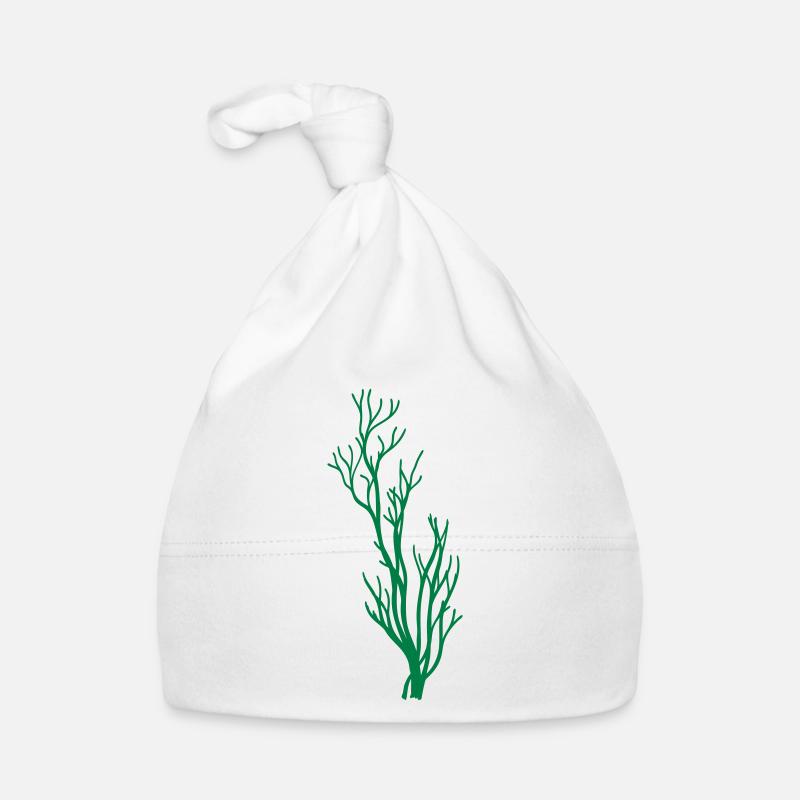brousse algues sous-marine branche de corail geaeste pflan - Bonnet bio Bébé - blanc