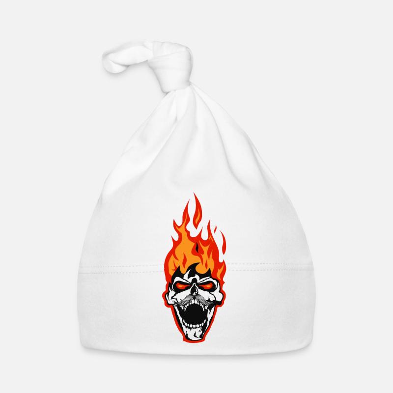 skull skull flame fire skull flame flame Organic Baby Cap