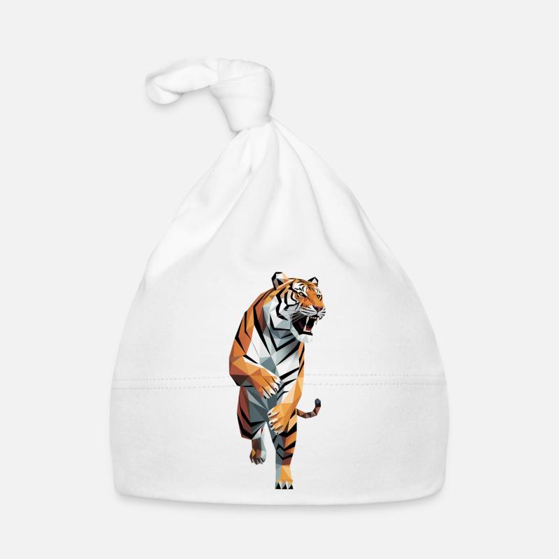 Tiger - Cooles Low-Poly-Logo Baby Bio-Mütze