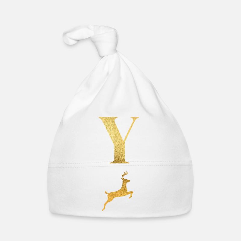 Letter and Golden Deer - Gift Idea Organic Baby Cap