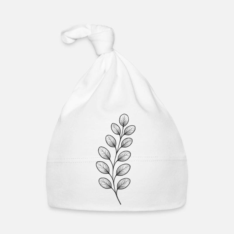 Graphitischer Blattzweig – Monochrom Baby Bio-Mütze