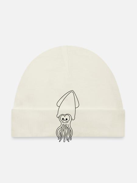 Squid Comic Animal - Organic Baby Cap - white - Front