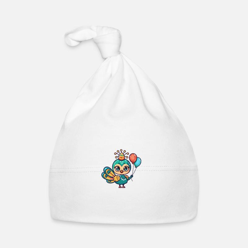 Peacock Bird Birthday Baby Organic Baby Cap