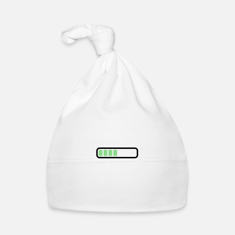 Akku Batterie loading - Baby Bio-Mütze - Weiß