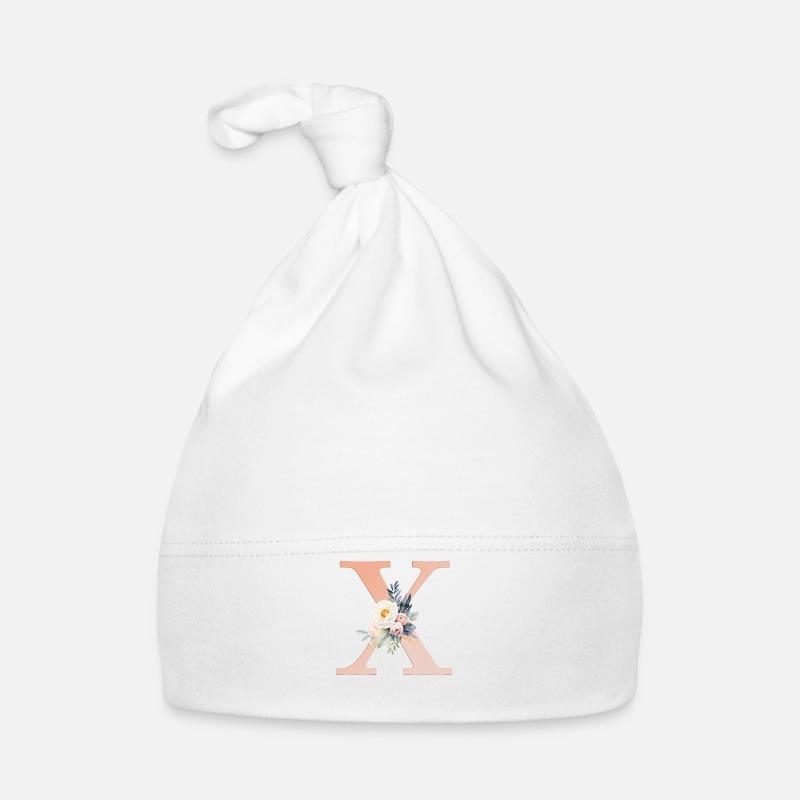 X monogramme, Floral, Boho Bonnet bio Bébé