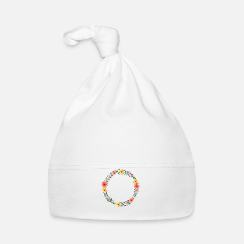 Feldblumen Kranz Boho personalisierbar Baby Bio-Mütze
