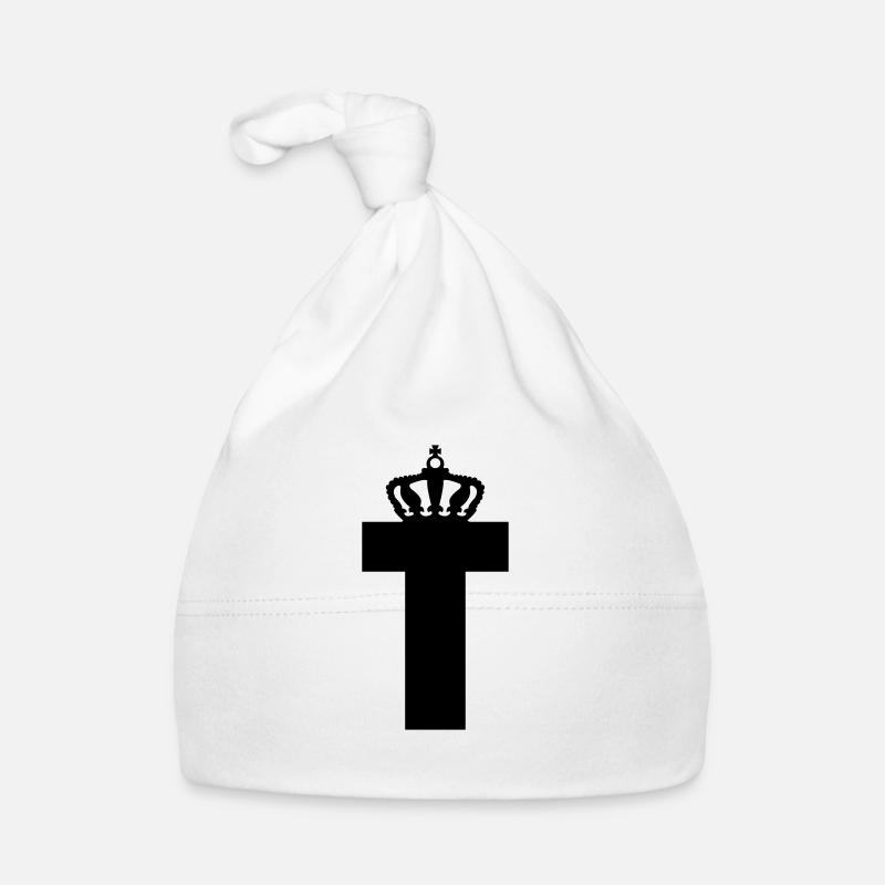 Buchstabe T King - Baby Bio-Mütze - Weiß