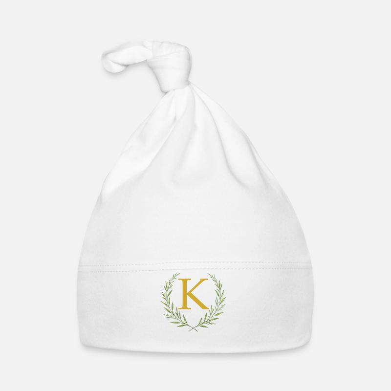 K Monogram, Couronne d’eucalyptus, Personnalisable Bonnet bio Bébé