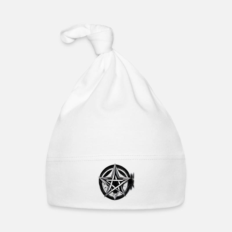 Pentagram Black White Summoning Black Magic Organic Baby Cap