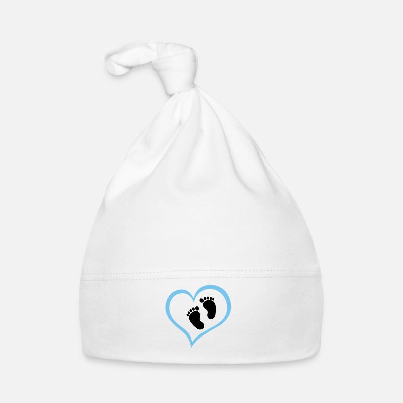 Empreinte de bébé garçon avec cœur Bonnet bio Bébé