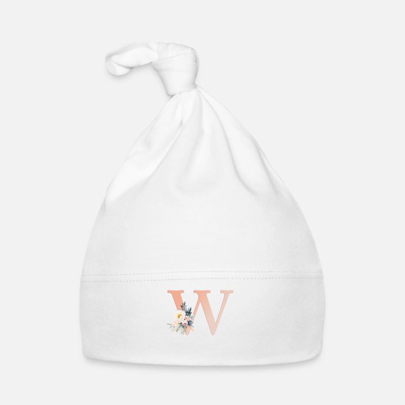 W monogramme, Floral, Boho Bonnet bio Bébé