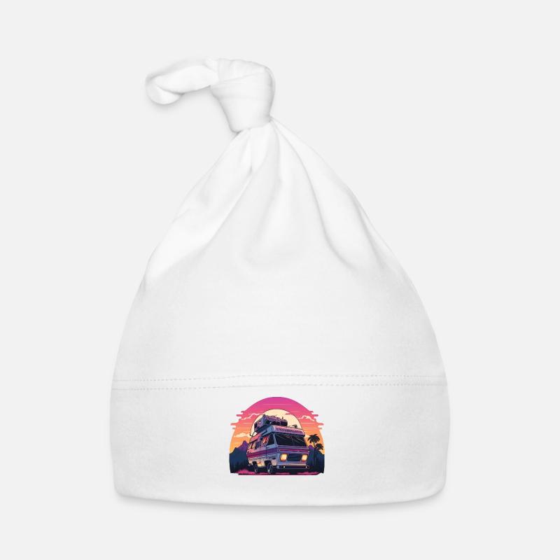 Synthwave Camper coucher de soleil Bonnet bio Bébé