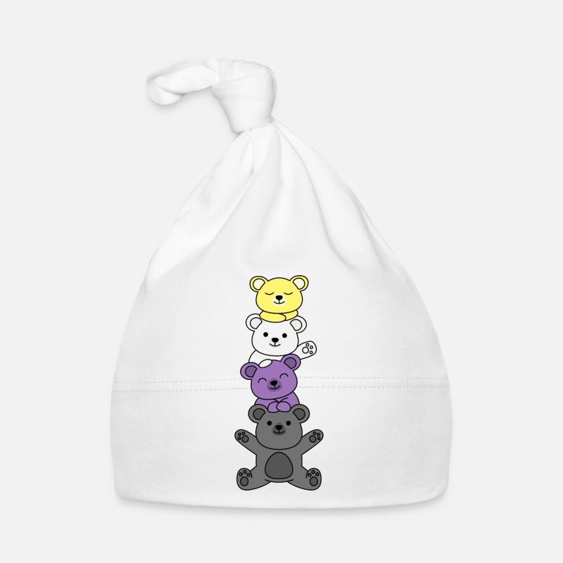 Conception d’ours de drapeau non binaire pour de fiers enbys Bonnet bio Bébé