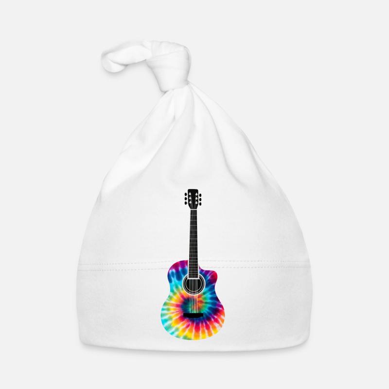 Multi-Colored Tie Dye Guitar Design Organic Baby Cap