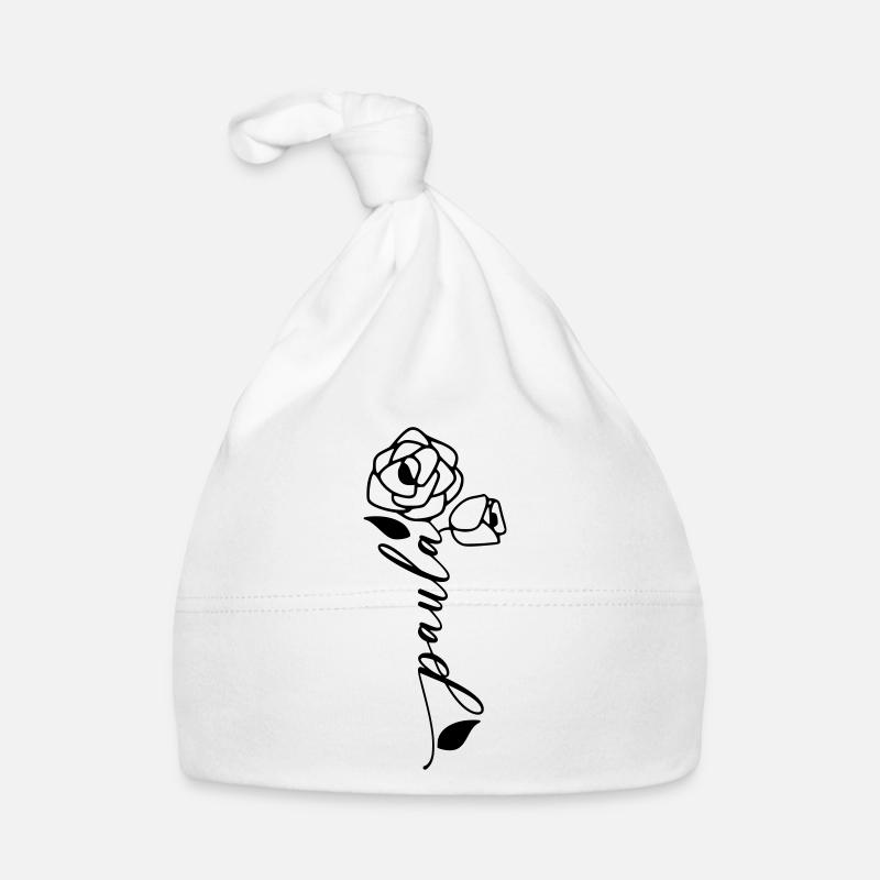 Paula Nom Prénom Nom Fleur - Bonnet bio Bébé - blanc