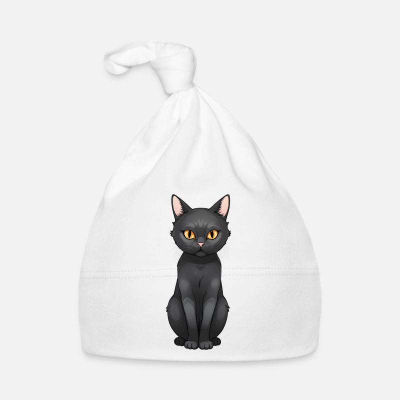 Chat noir mignon chat style bande dessinée Bonnet bio Bébé
