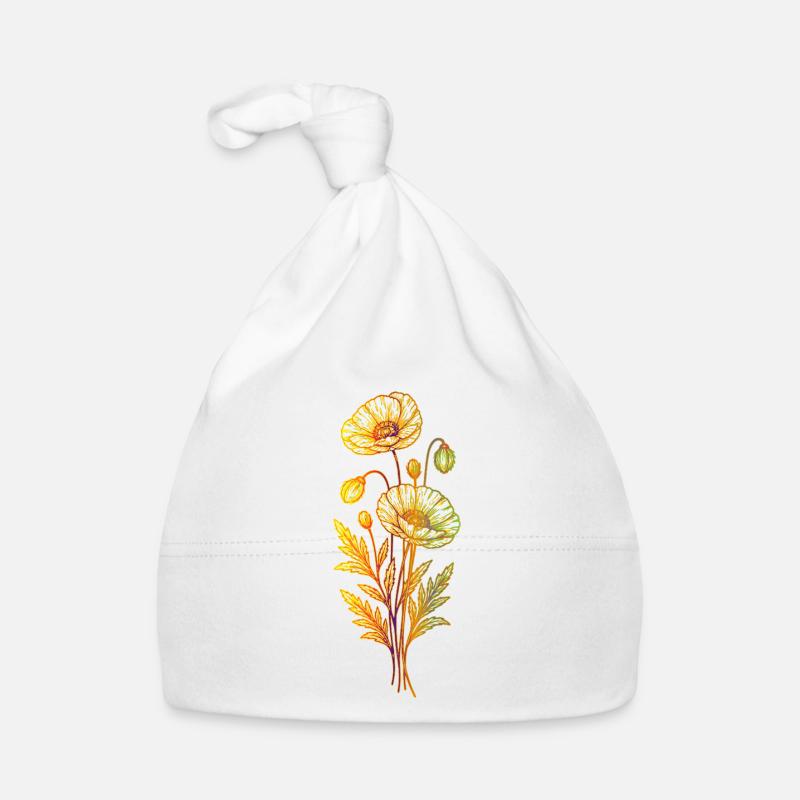 Mohnblume Linienkunst Minimalistisches Design Baby Bio-Mütze